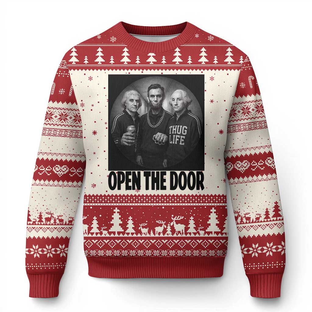 Funny Political American History Ugly Christmas Sweater Abraham Lincoln George Washington and Thomas Jefferson Meme