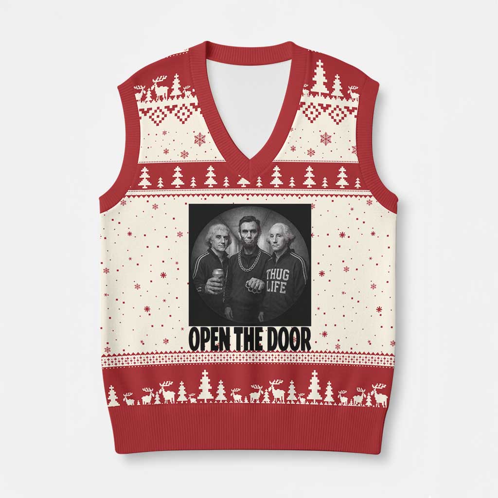 Funny Political American History V-Neck Knit Sweater Vest Abraham Lincoln George Washington and Thomas Jefferson Meme