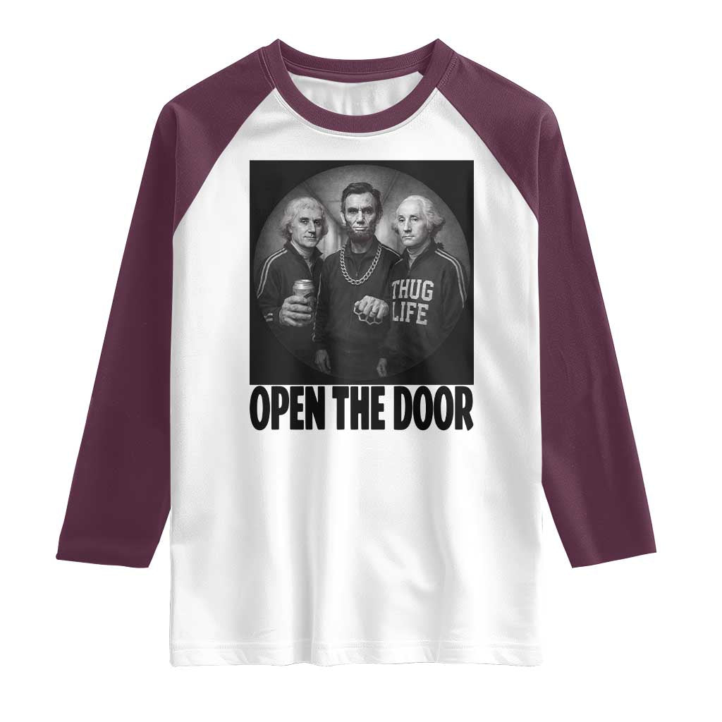 Funny Political American History Raglan Shirt Abraham Lincoln George Washington and Thomas Jefferson Meme