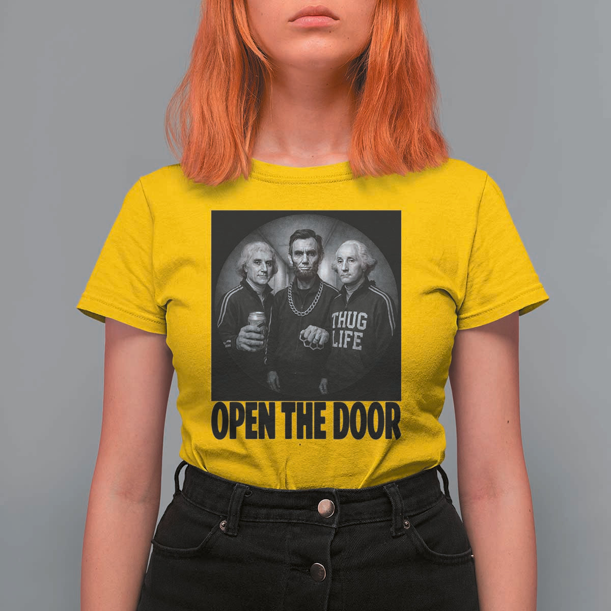 Funny Political American History T Shirt For Women Abraham Lincoln George Washington and Thomas Jefferson Meme