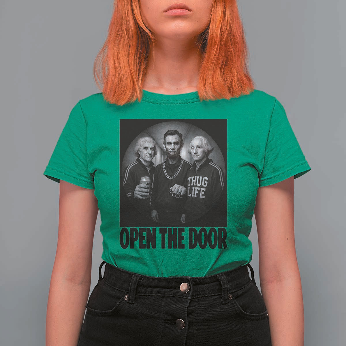 Funny Political American History T Shirt For Women Abraham Lincoln George Washington and Thomas Jefferson Meme