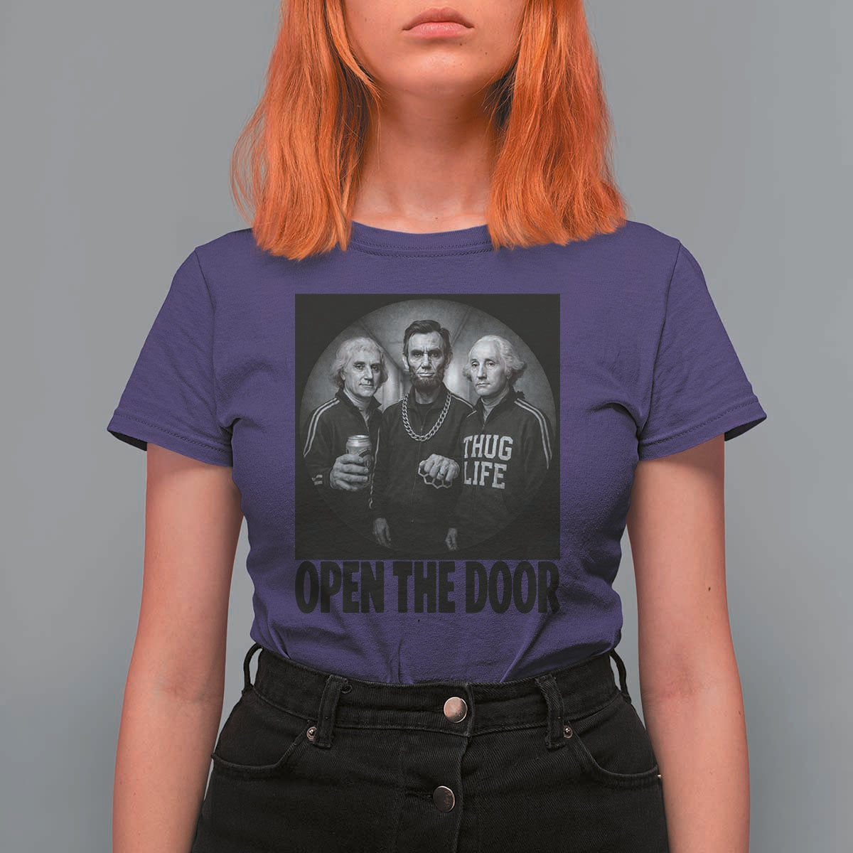 Funny Political American History T Shirt For Women Abraham Lincoln George Washington and Thomas Jefferson Meme