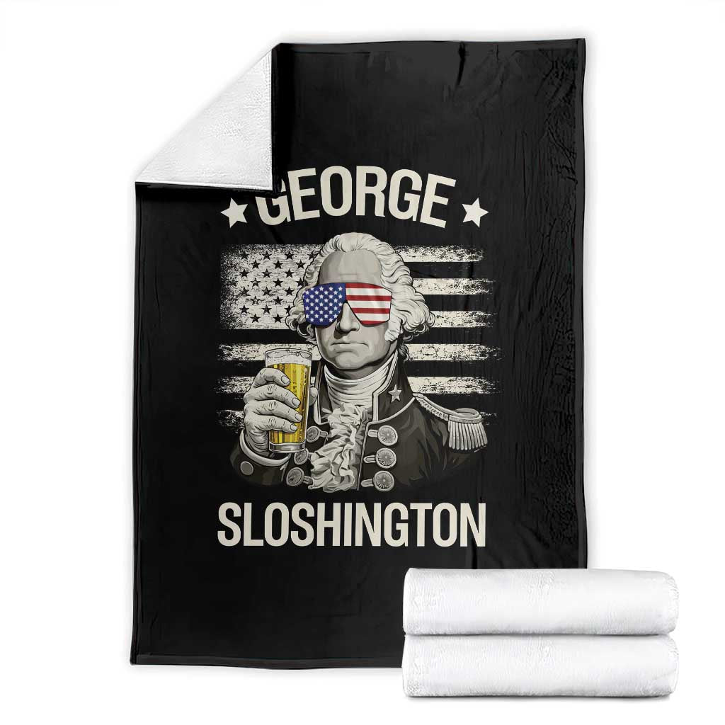 George Sloshington Washington Throw Blanket 4th of July America Flag Beer