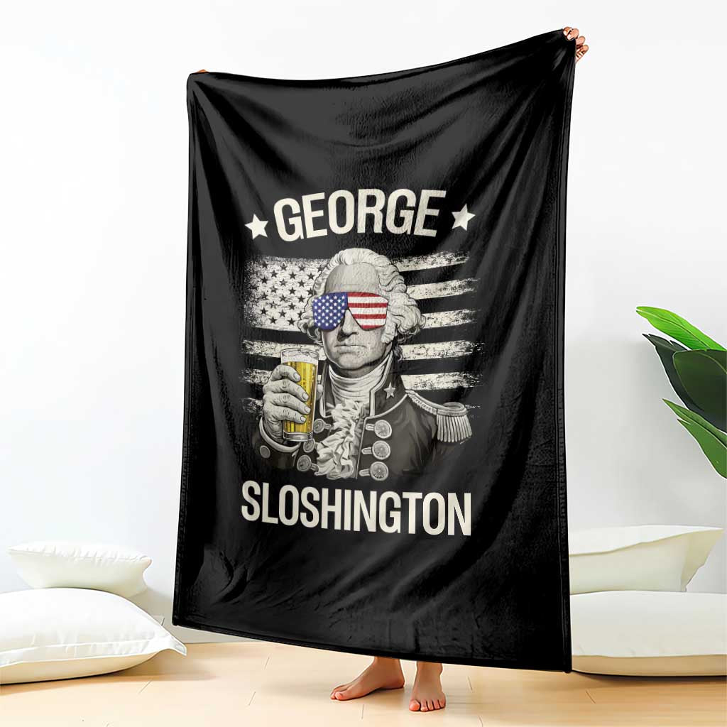 George Sloshington Washington Throw Blanket 4th of July America Flag Beer