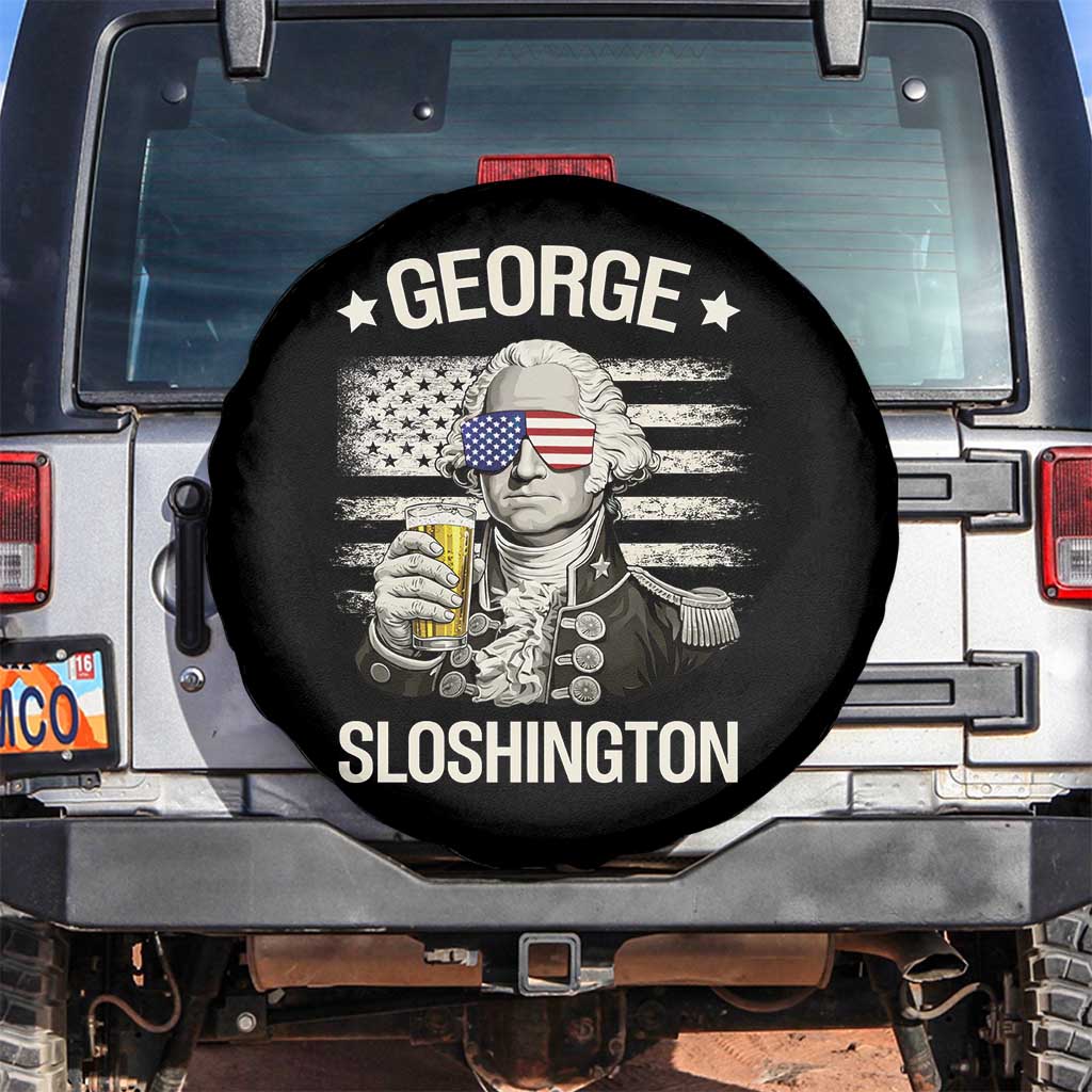 George Sloshington Washington Spare Tire Cover 4th of July America Flag Beer