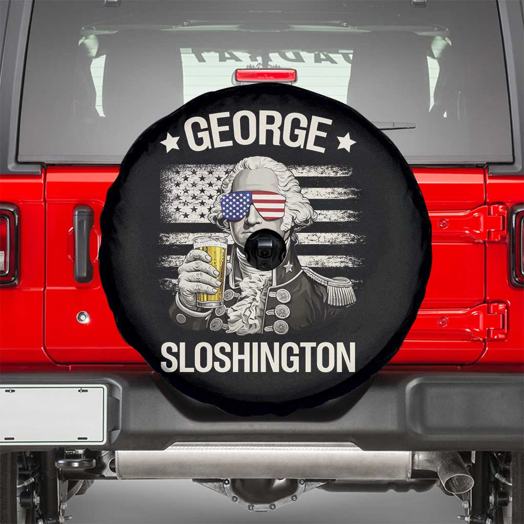George Sloshington Washington Spare Tire Cover 4th of July America Flag Beer