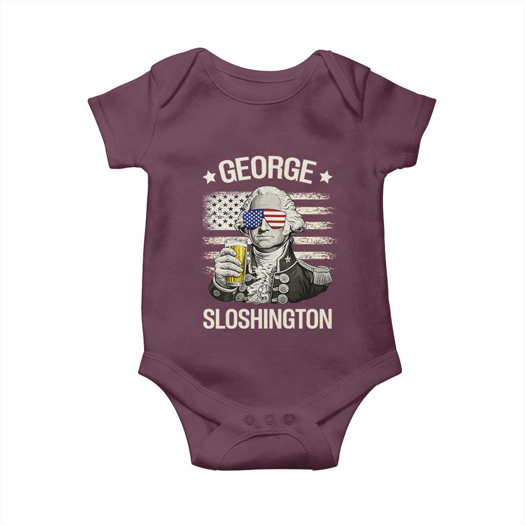 George Sloshington Washington Baby Onesie 4th of July America Flag Beer