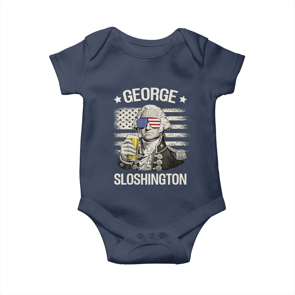 George Sloshington Washington Baby Onesie 4th of July America Flag Beer