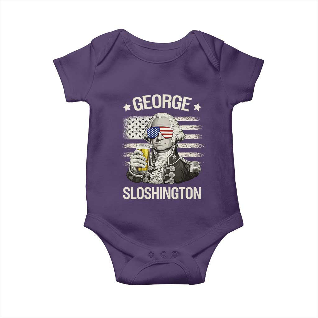 George Sloshington Washington Baby Onesie 4th of July America Flag Beer