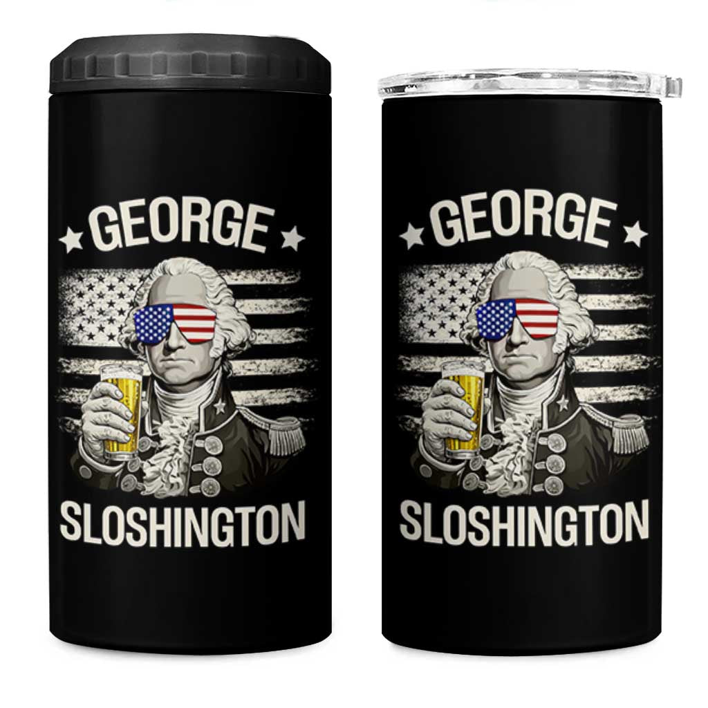 George Sloshington Washington 4 in 1 Can Cooler Tumbler 4th of July America Flag Beer
