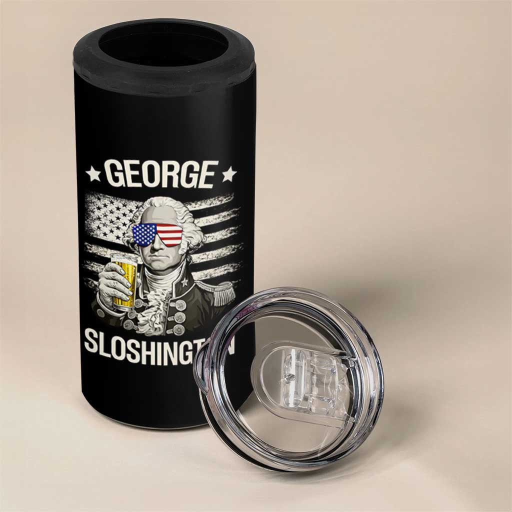 George Sloshington Washington 4 in 1 Can Cooler Tumbler 4th of July America Flag Beer