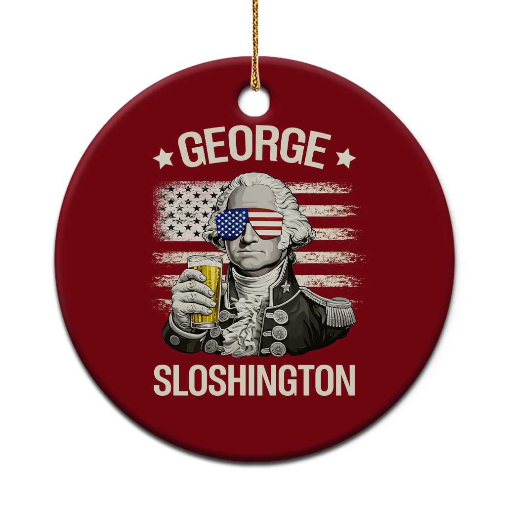 George Sloshington Washington Ceramic Ornament 4th of July America Flag Beer
