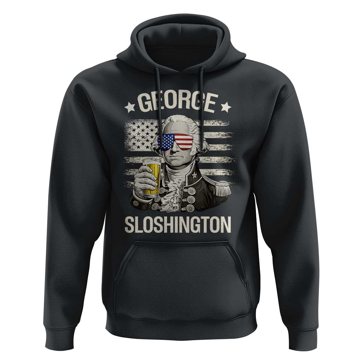 George Sloshington Washington Hoodie 4th of July America Flag Beer