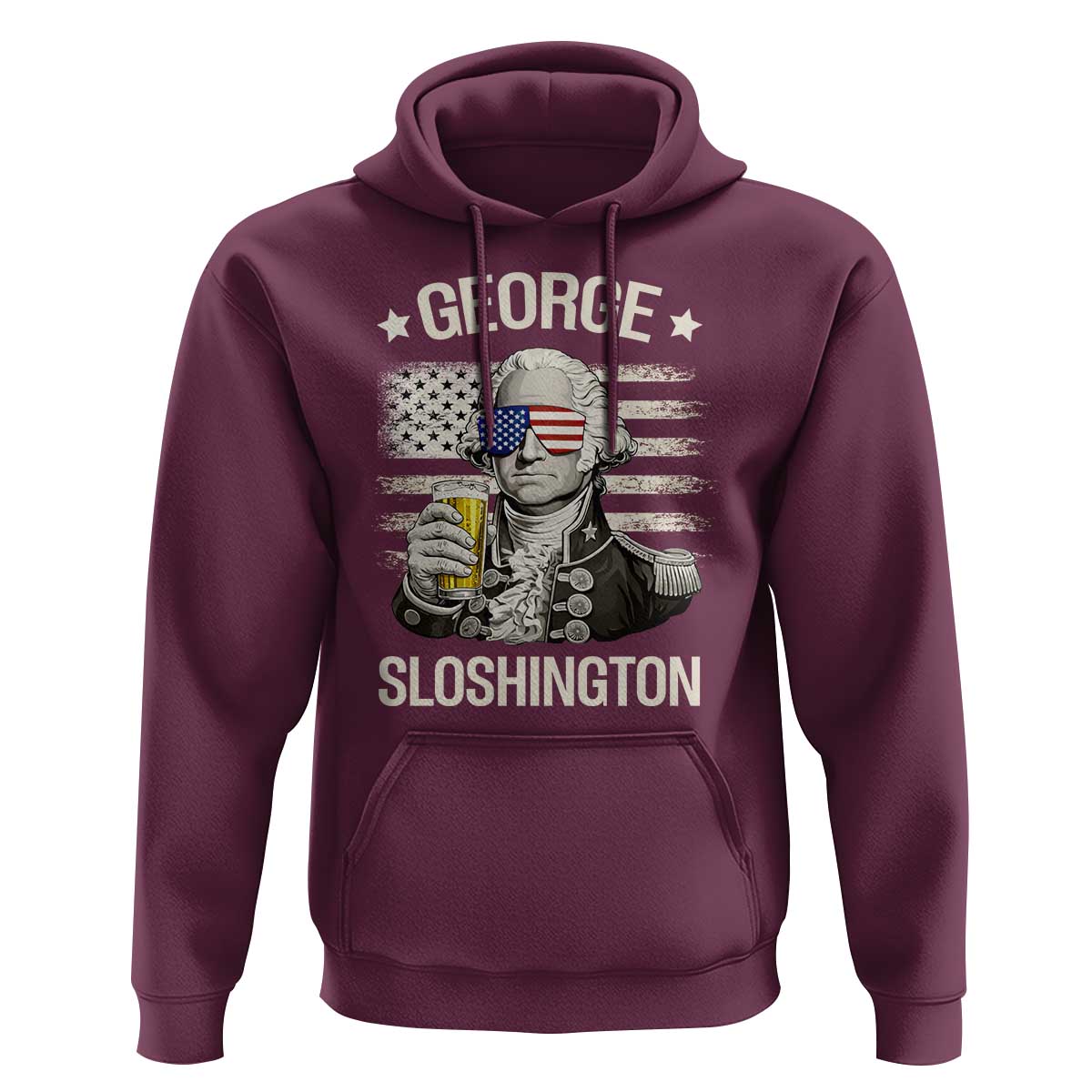 George Sloshington Washington Hoodie 4th of July America Flag Beer