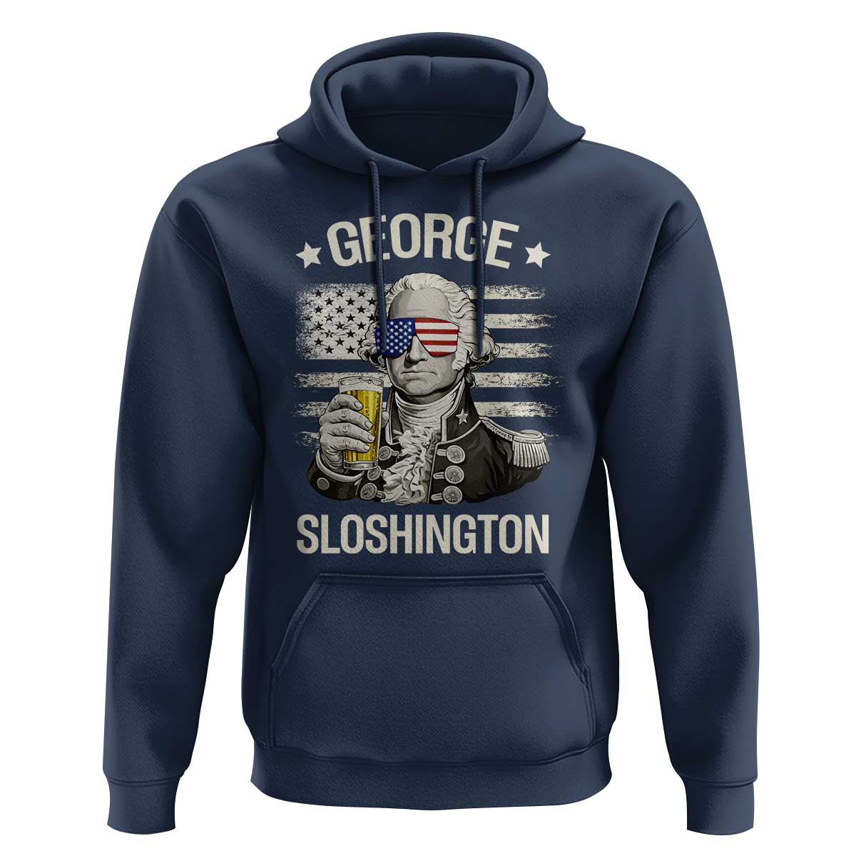 George Sloshington Washington Hoodie 4th of July America Flag Beer