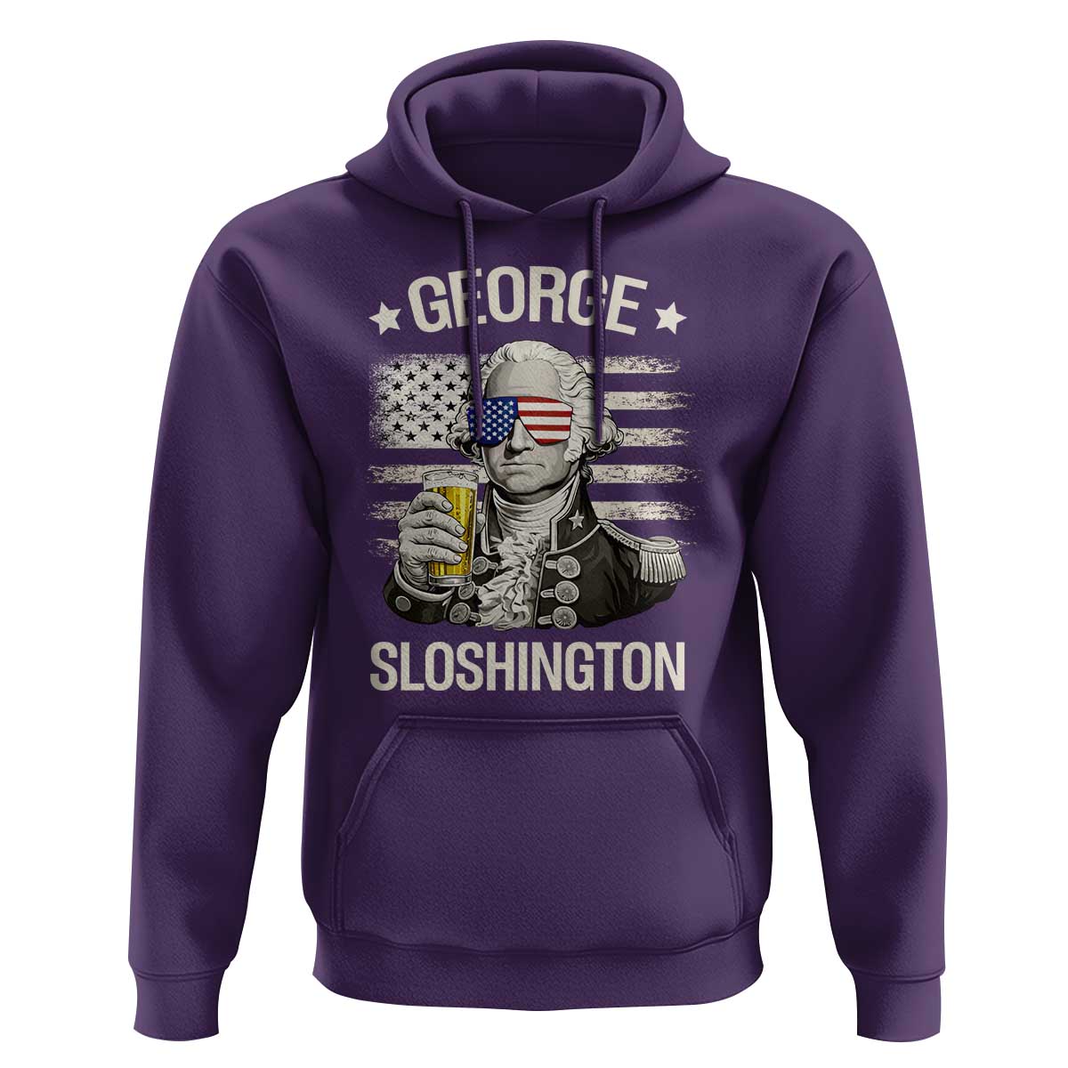 George Sloshington Washington Hoodie 4th of July America Flag Beer