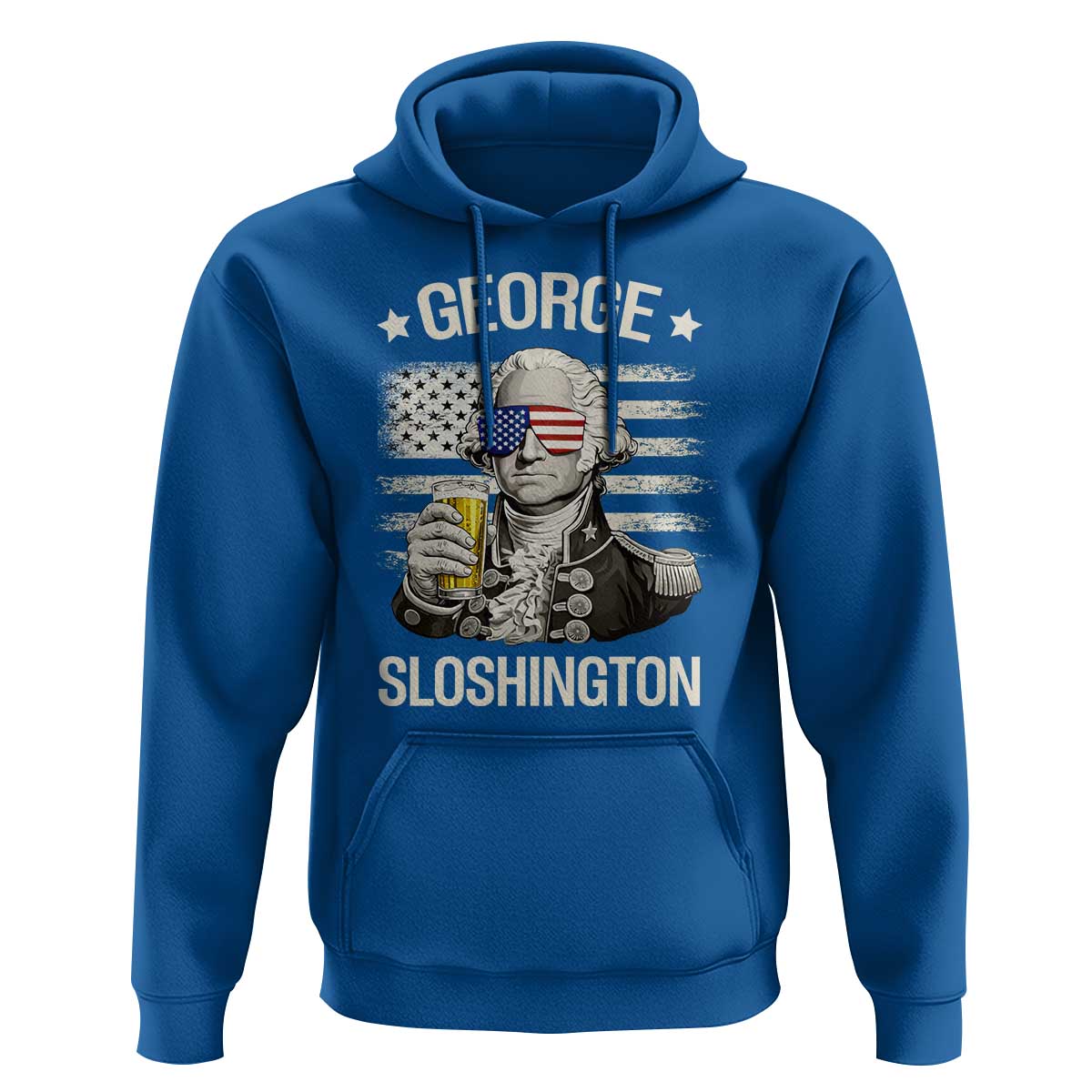 George Sloshington Washington Hoodie 4th of July America Flag Beer