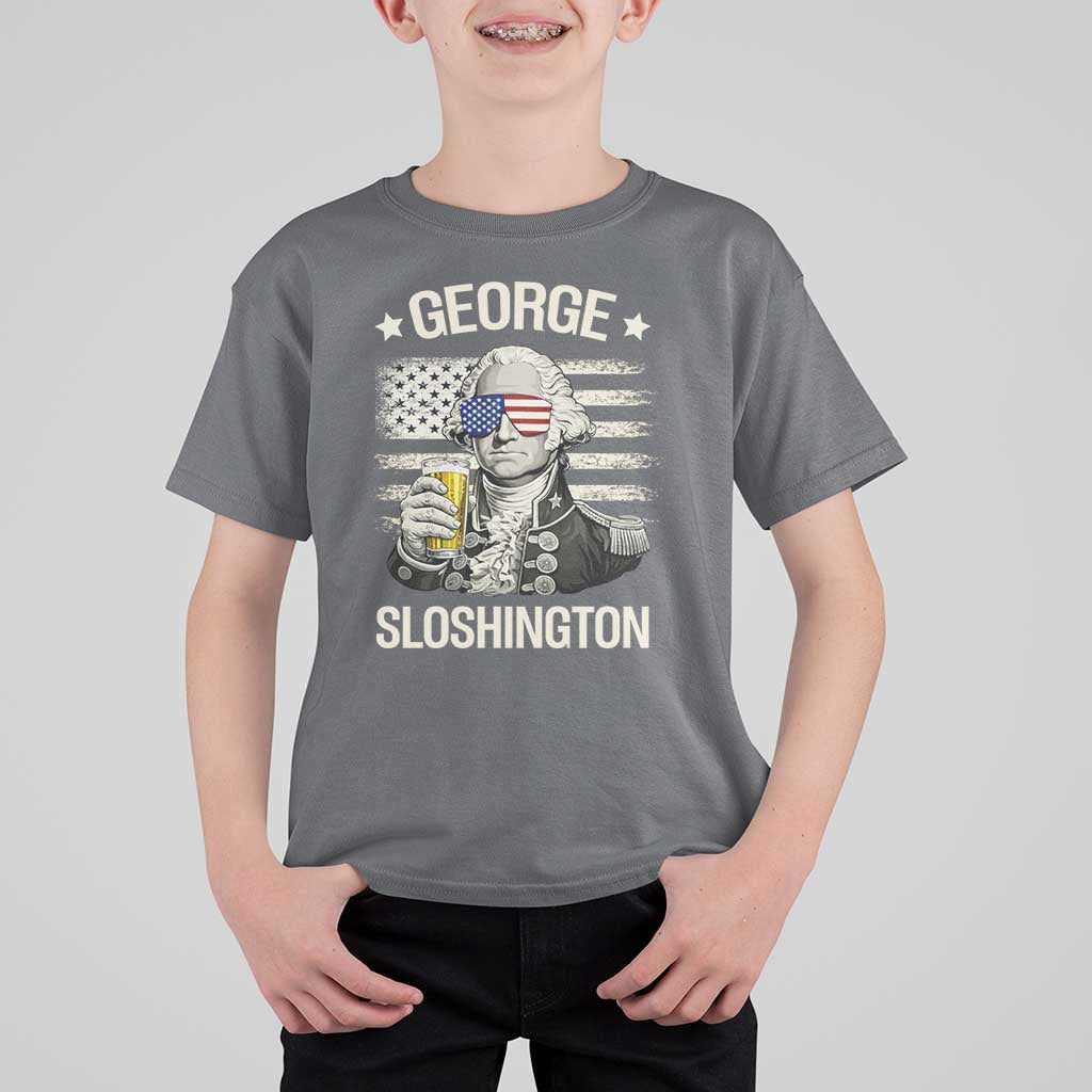 George Sloshington Washington T Shirt For Kid 4th of July America Flag Beer
