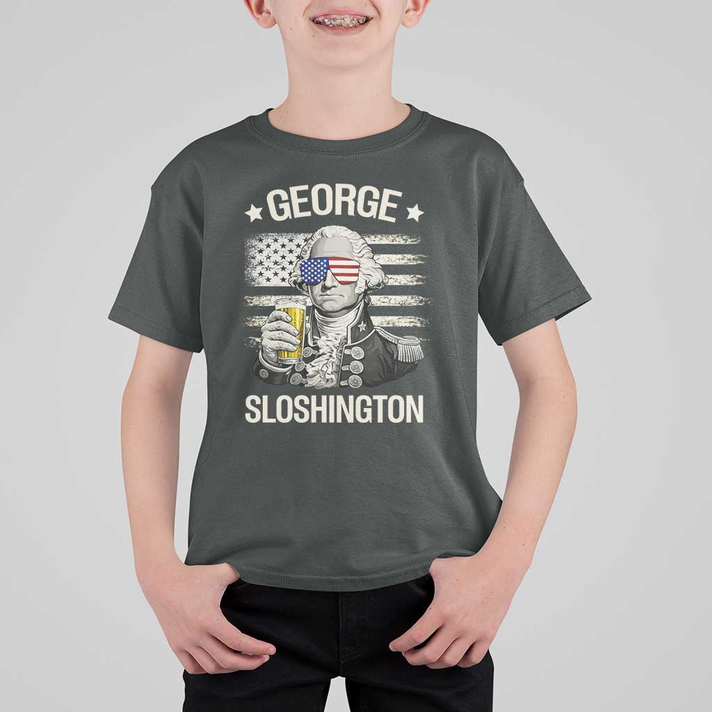 George Sloshington Washington T Shirt For Kid 4th of July America Flag Beer