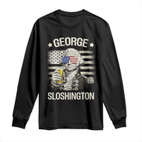 George Sloshington Washington Long Sleeve Shirt 4th of July America Flag Beer
