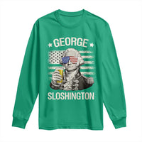 George Sloshington Washington Long Sleeve Shirt 4th of July America Flag Beer