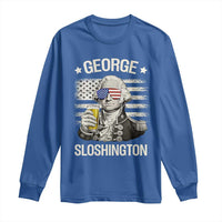 George Sloshington Washington Long Sleeve Shirt 4th of July America Flag Beer