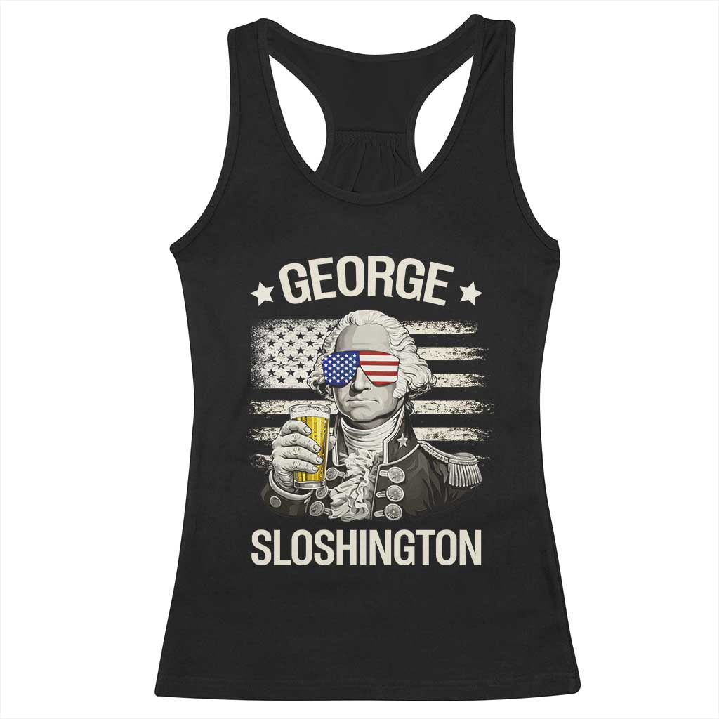George Sloshington Washington Racerback Tank Top 4th of July America Flag Beer
