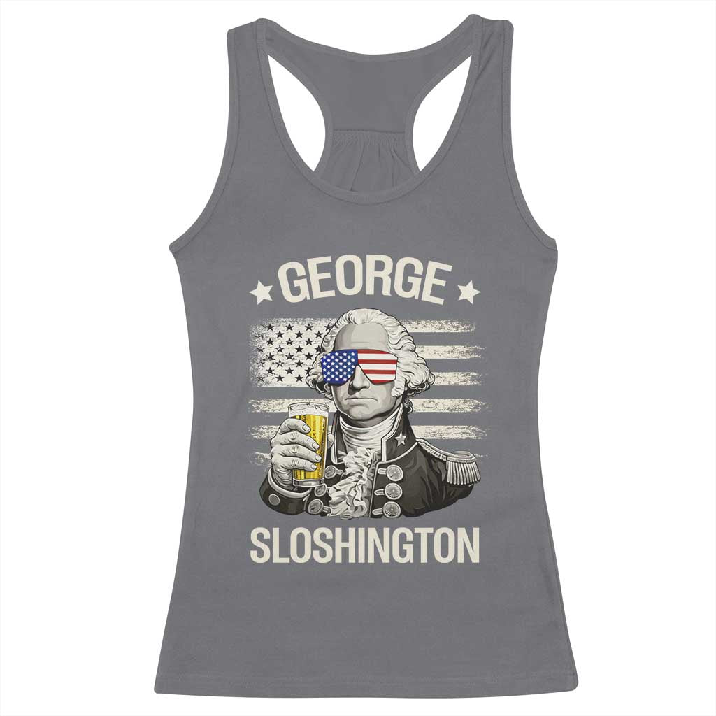 George Sloshington Washington Racerback Tank Top 4th of July America Flag Beer