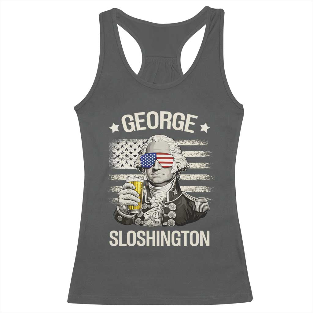 George Sloshington Washington Racerback Tank Top 4th of July America Flag Beer