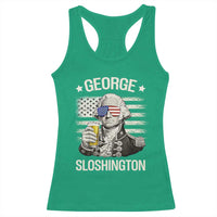 George Sloshington Washington Racerback Tank Top 4th of July America Flag Beer