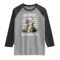 George Sloshington Washington Raglan Shirt 4th of July America Flag Beer