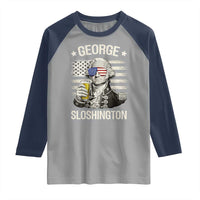 George Sloshington Washington Raglan Shirt 4th of July America Flag Beer