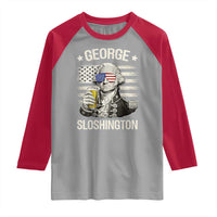 George Sloshington Washington Raglan Shirt 4th of July America Flag Beer
