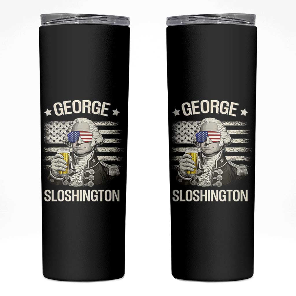 George Sloshington Washington Skinny Tumbler 4th of July America Flag Beer
