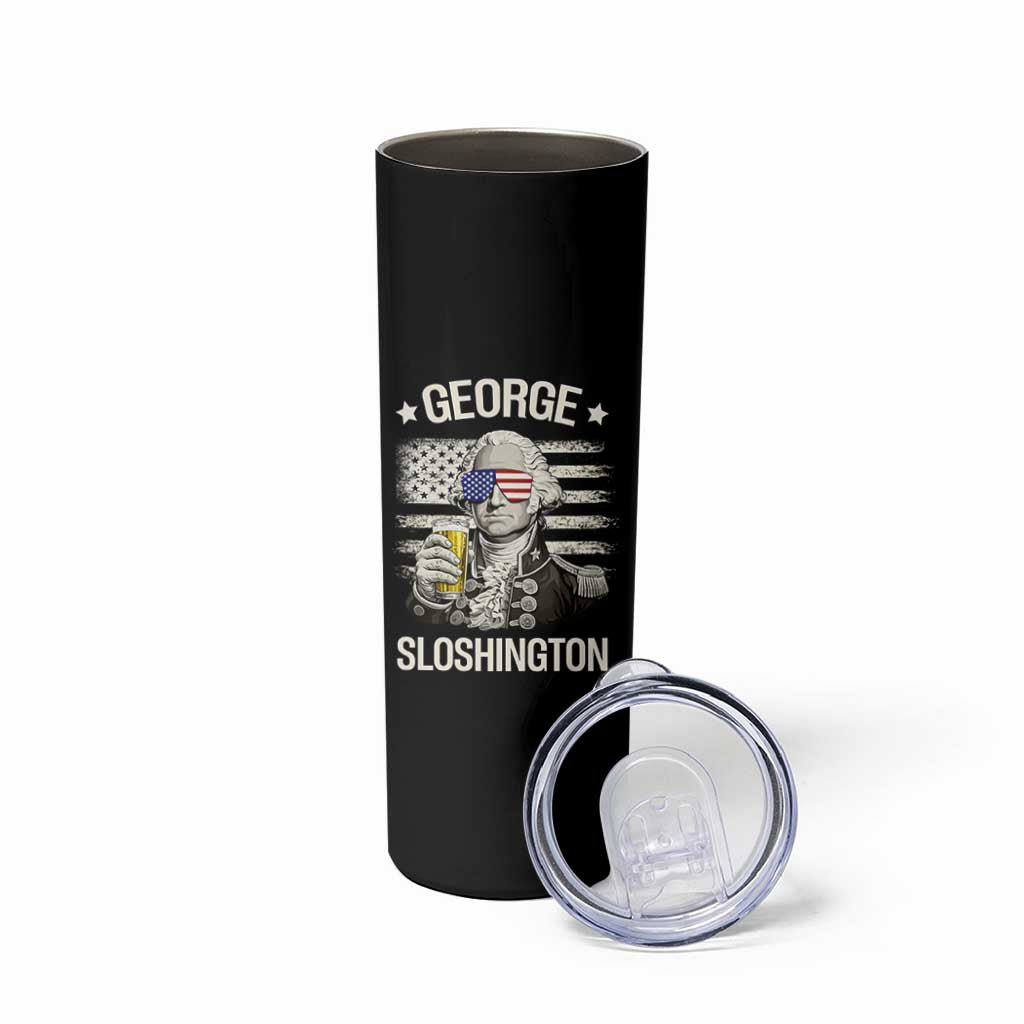 George Sloshington Washington Skinny Tumbler 4th of July America Flag Beer
