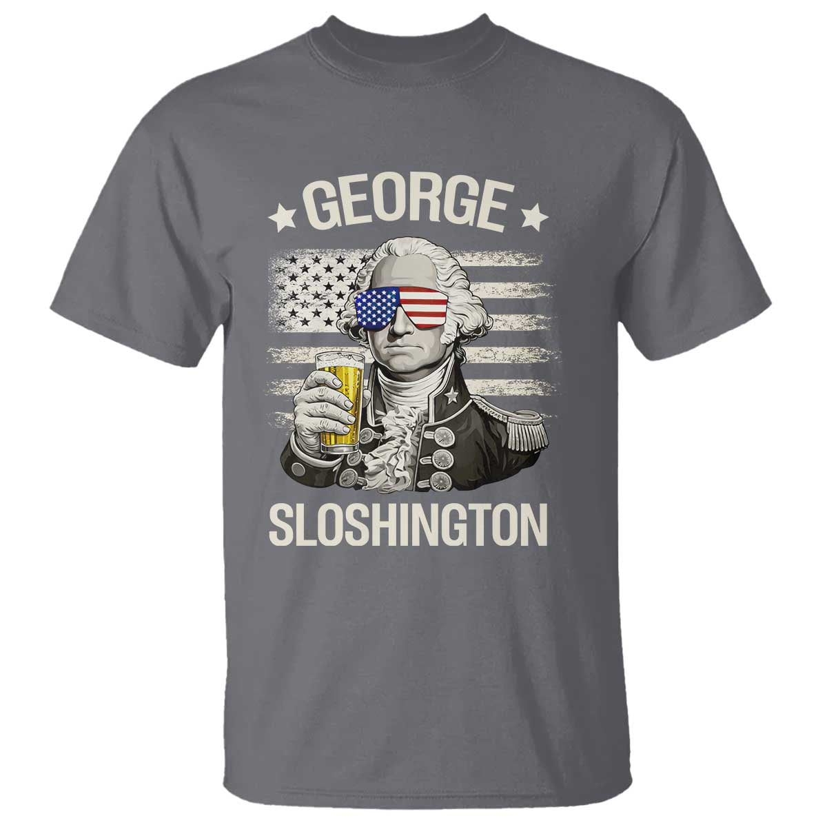 George Sloshington Washington T Shirt 4th of July America Flag Beer