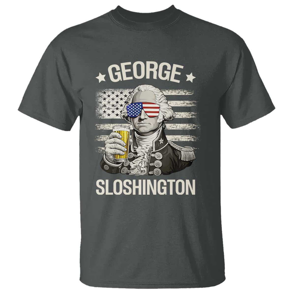 George Sloshington Washington T Shirt 4th of July America Flag Beer