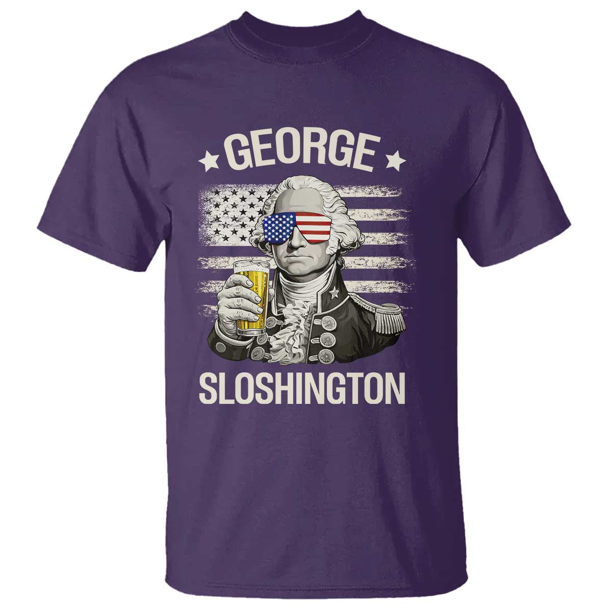 George Sloshington Washington T Shirt 4th of July America Flag Beer