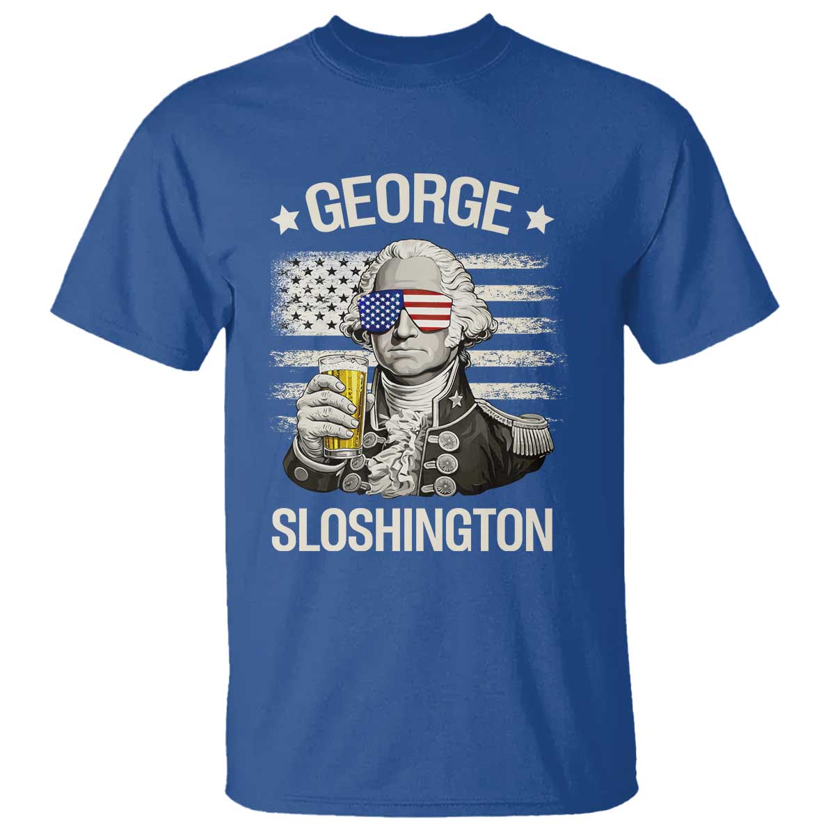 George Sloshington Washington T Shirt 4th of July America Flag Beer