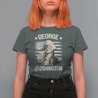 George Sloshington Washington T Shirt For Women 4th of July America Flag Beer