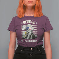 George Sloshington Washington T Shirt For Women 4th of July America Flag Beer