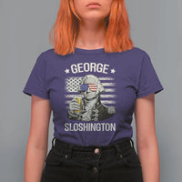 George Sloshington Washington T Shirt For Women 4th of July America Flag Beer
