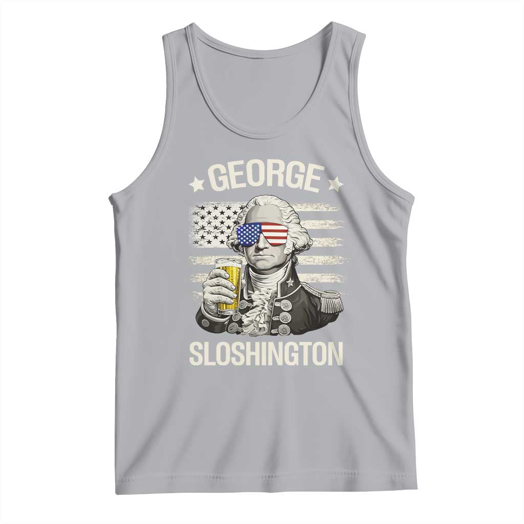 George Sloshington Washington Tank Top 4th of July America Flag Beer