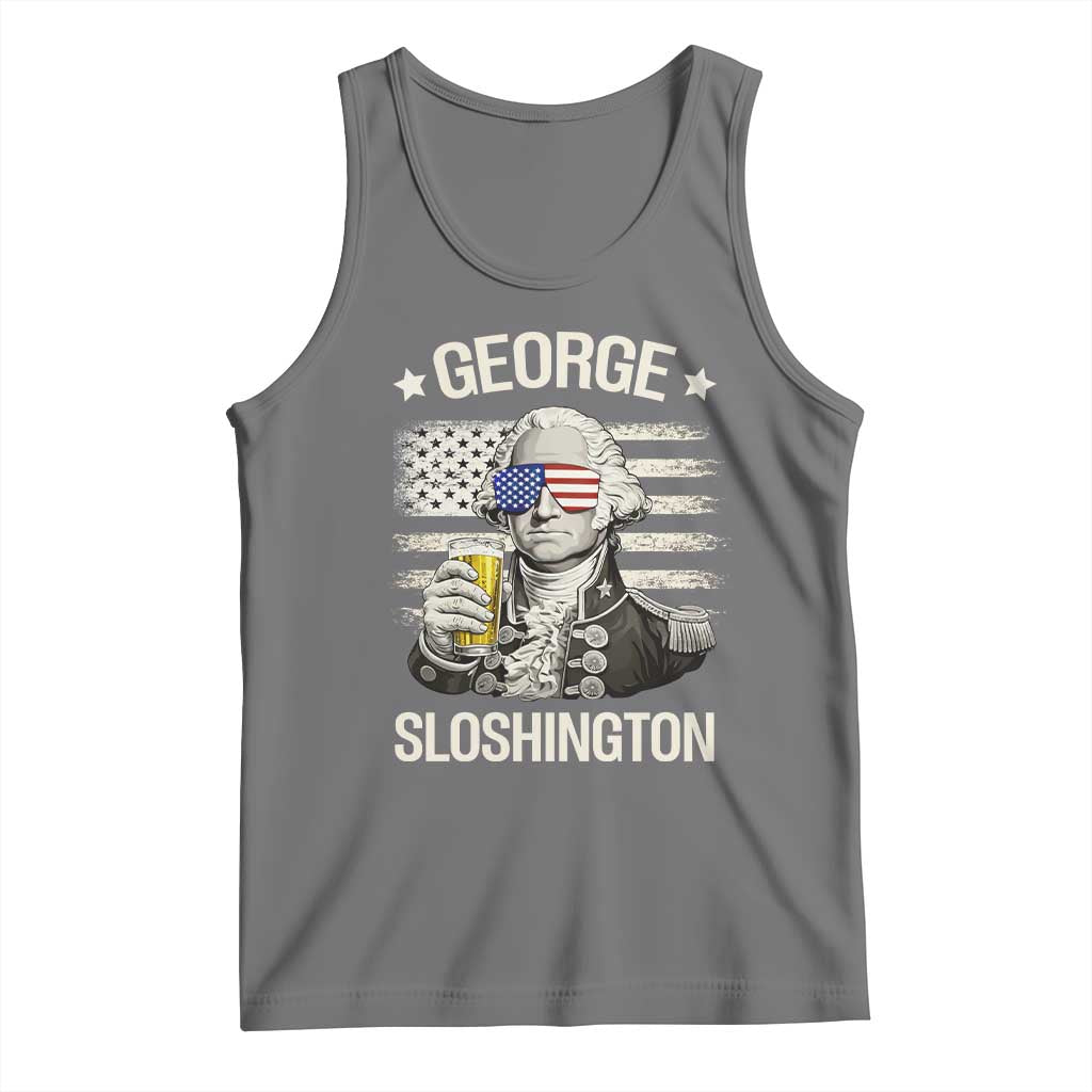 George Sloshington Washington Tank Top 4th of July America Flag Beer