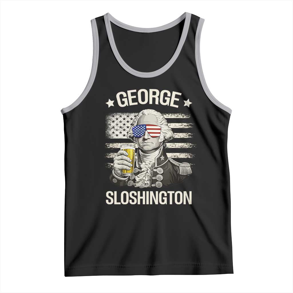 George Sloshington Washington Tank Top 4th of July America Flag Beer