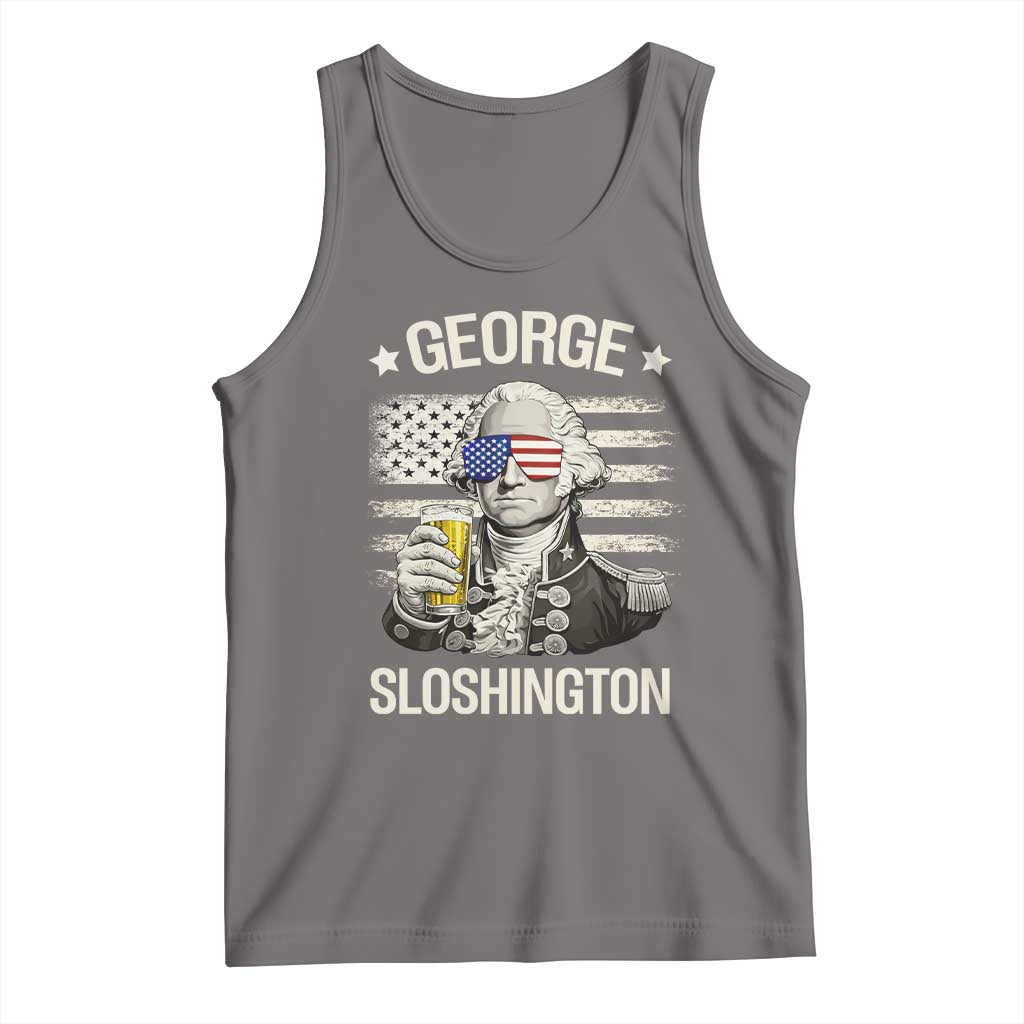 George Sloshington Washington Tank Top 4th of July America Flag Beer