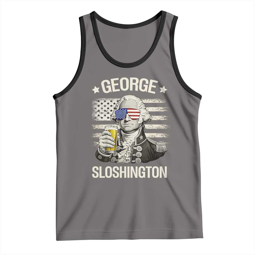 George Sloshington Washington Tank Top 4th of July America Flag Beer