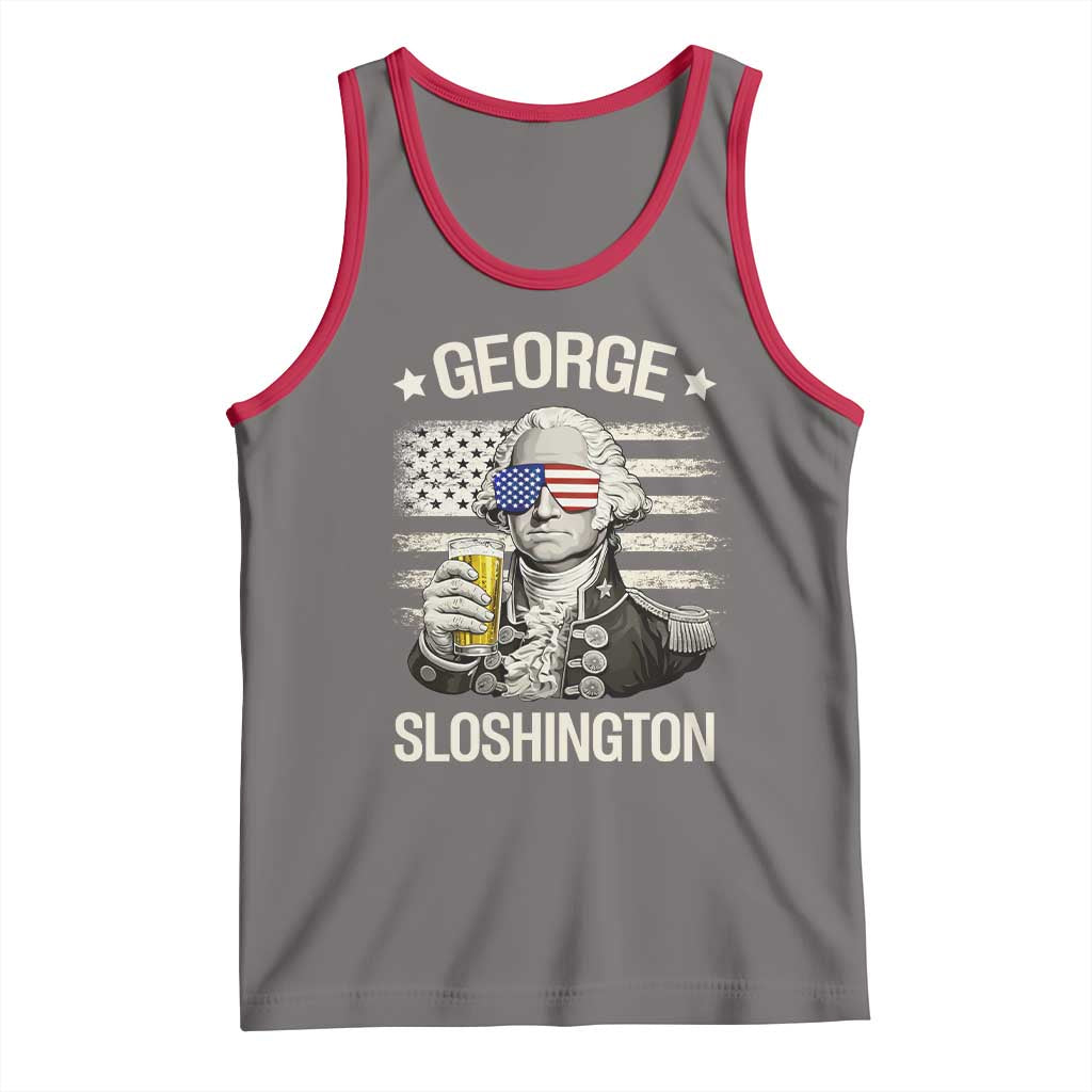 George Sloshington Washington Tank Top 4th of July America Flag Beer