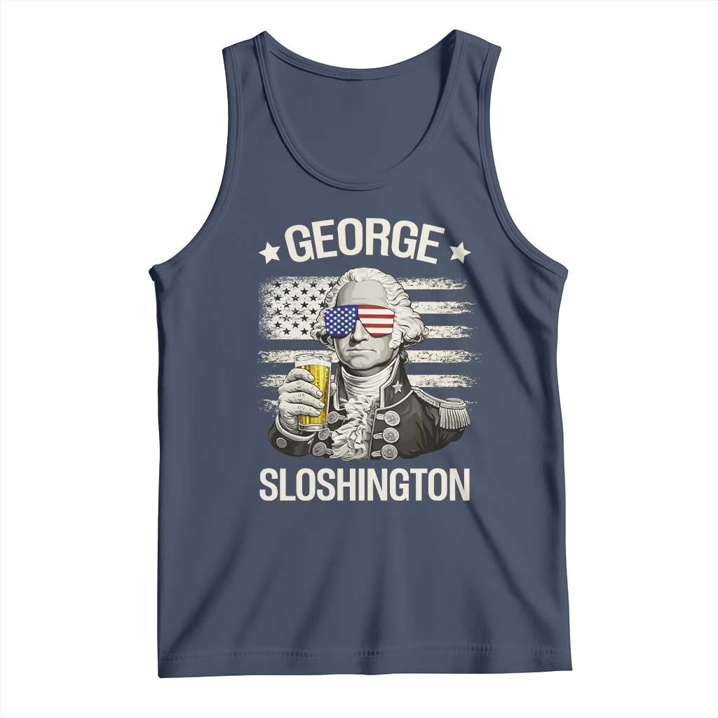 George Sloshington Washington Tank Top 4th of July America Flag Beer