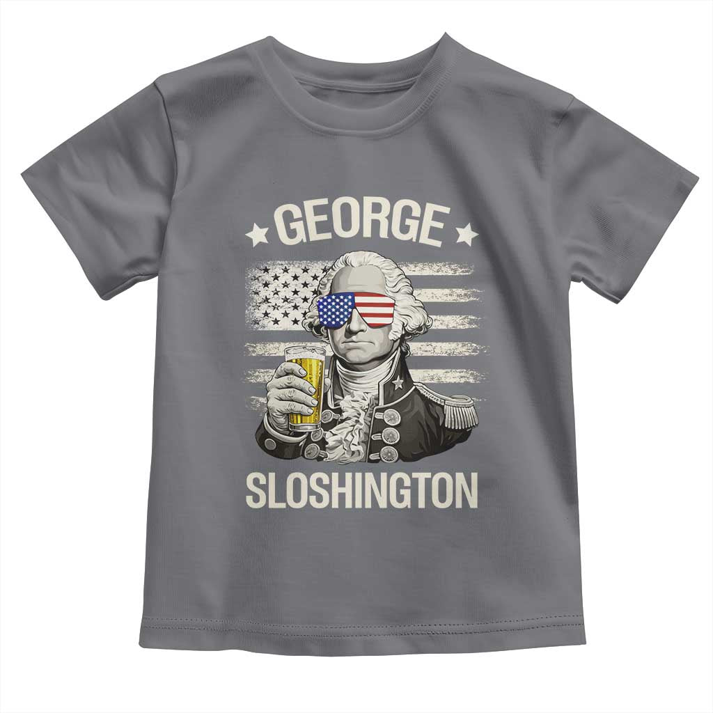 George Sloshington Washington Toddler T Shirt 4th of July America Flag Beer